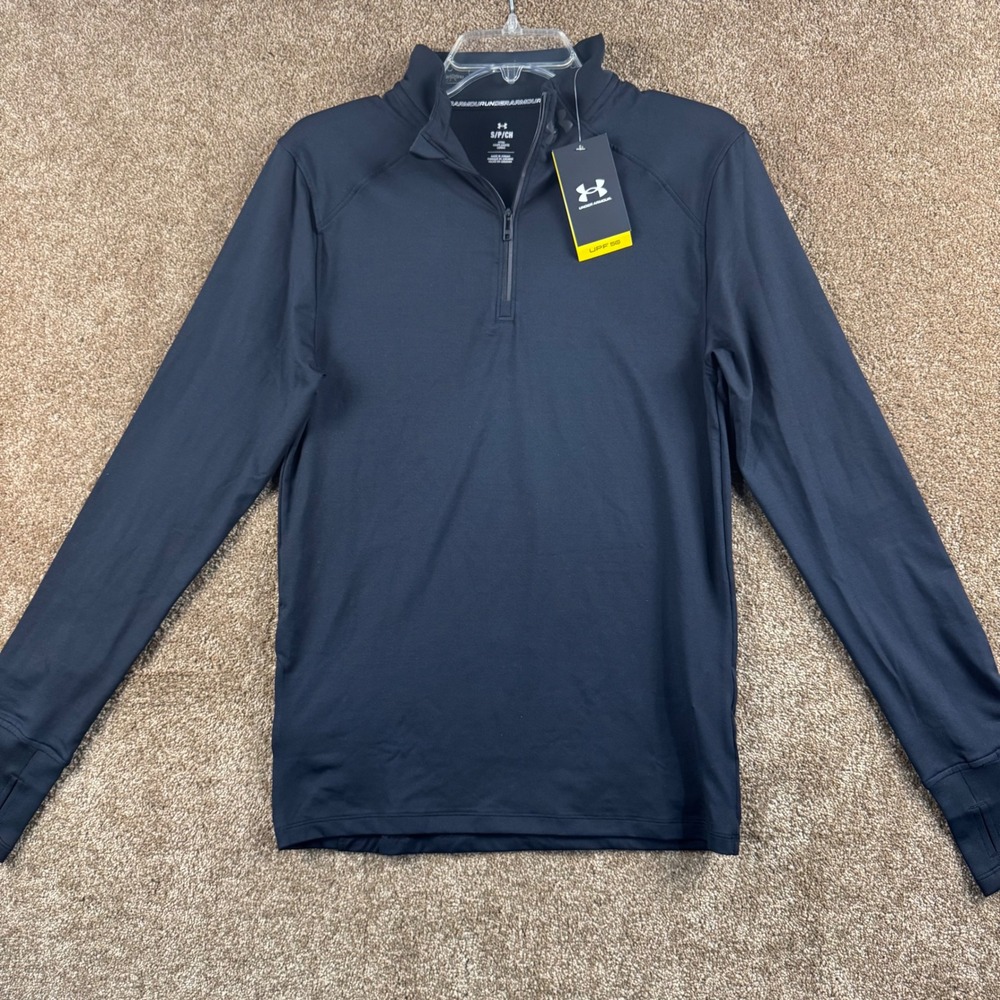 Under Armour Mens Launch Pro 1/4 Zip Black Fitted Running Pullover 1379288 Small
